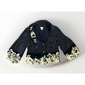 Vtg Y2K Anthropologie Elevenses Floral Black Velvet Jacket Women’s Size 8